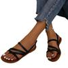Women's sandals large size new toe retro one-word buckle flat bottom cross with beach women's shoes Sandal