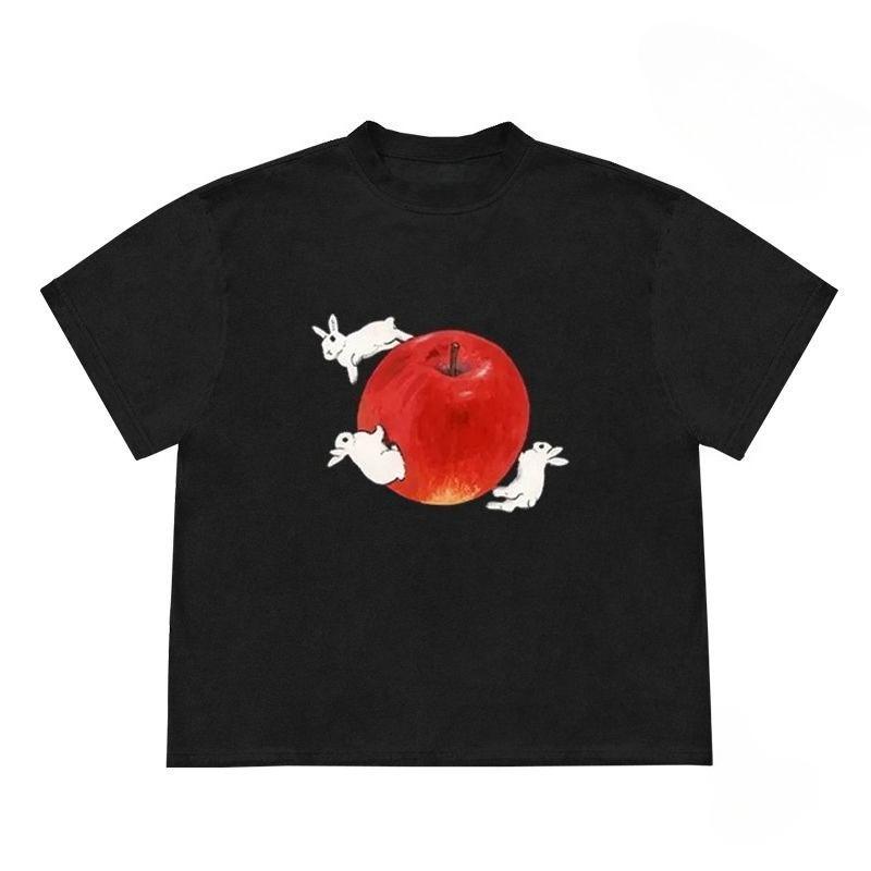 

Rabbits and Apples Graphic Youthful Popularity Vibrant Daily Short Sleeves Casual Style Fashion Comfortable Kawaii Y2k Harajuku 4XL