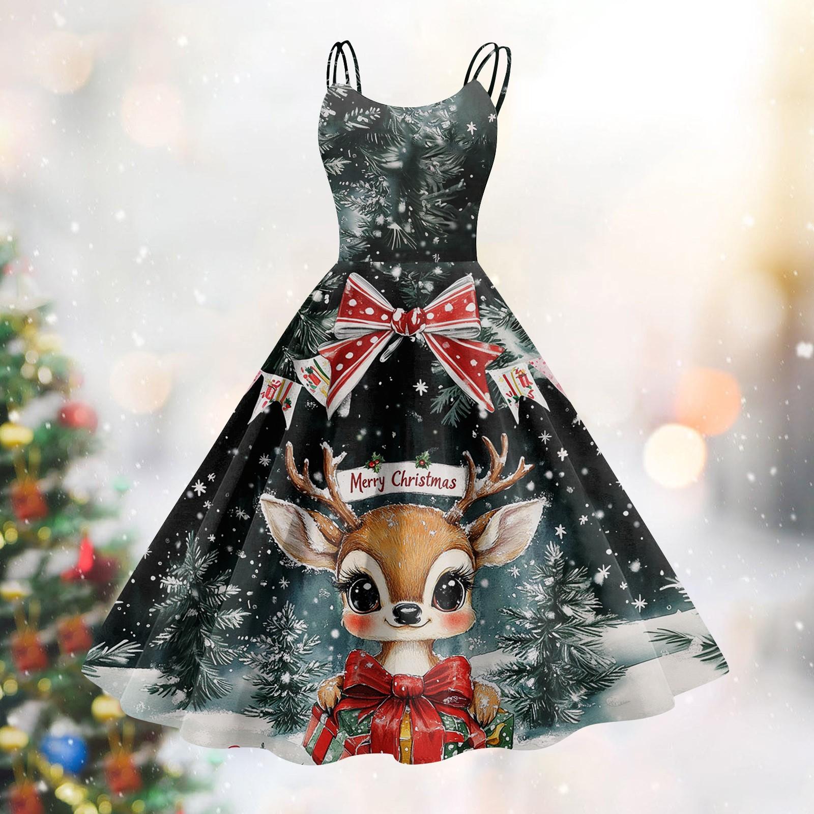 

Женское модное сексуальное коктейльное платье без бретелек с рождественским принтом в стиле панк, винтажное платье. XL