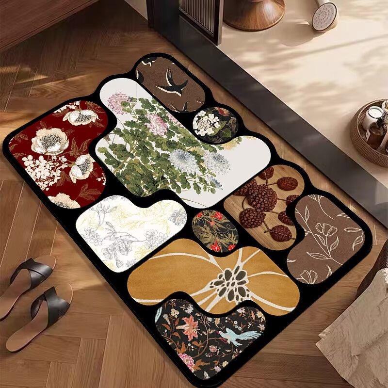 Bathroom floor mat, water-absorbing non-slip foot mat at the door of the bathroom, household soft diatom mud quick-drying carpet