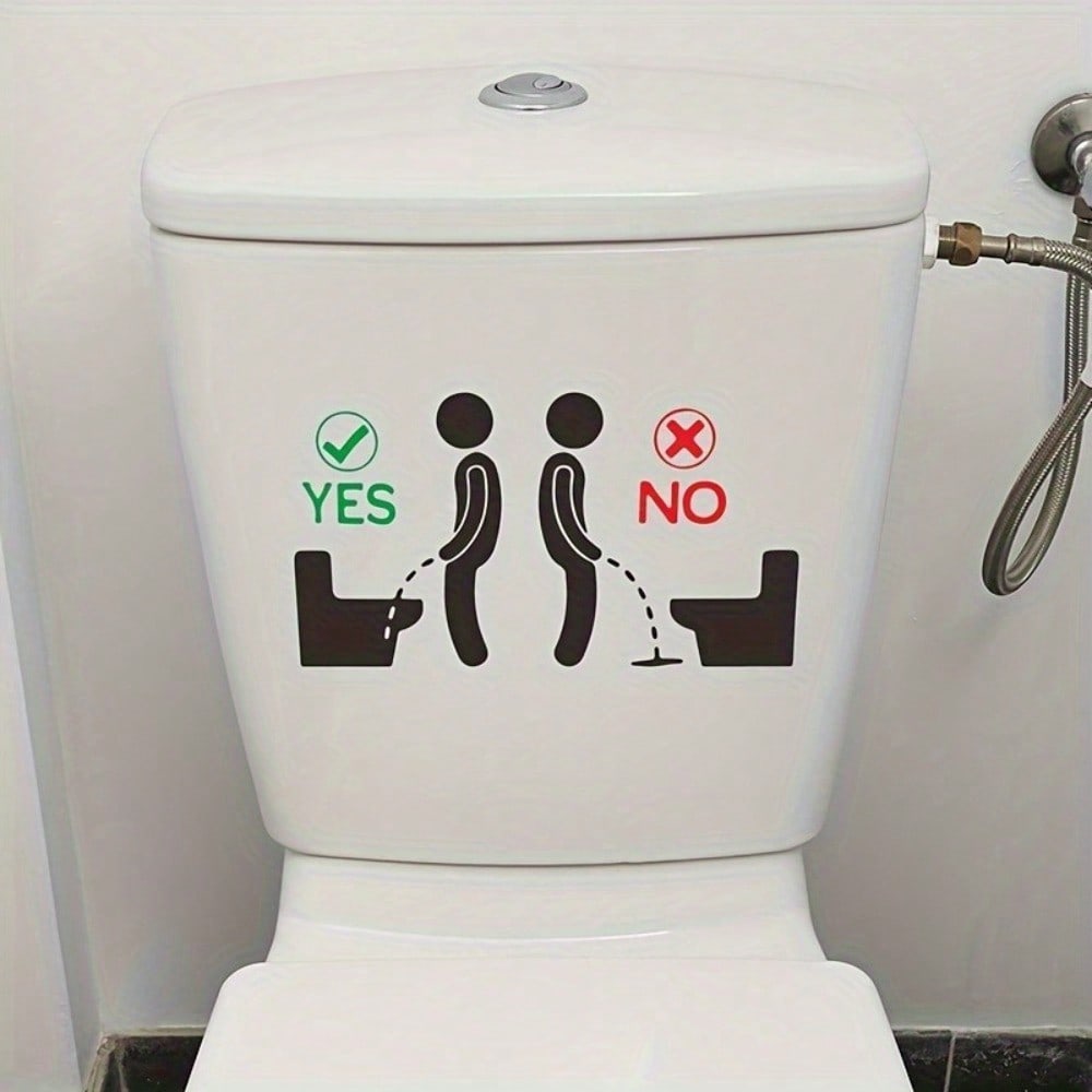 1 Pc Funny Bathroom Toilet Lid Decal, Removable Self-Adhesive Plastic Wall Sticker, Creative Toilet Seat Sign for Proper Use