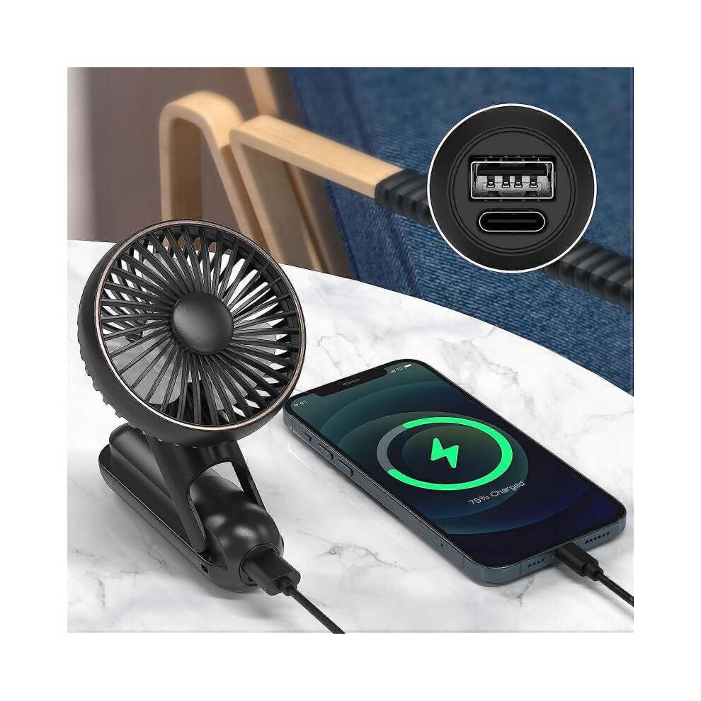 Portable Handheld Fan, USB Desk Fan Mini Electric Desktop Desk Fan Rechargeable Battery Powered Handheld Fan(Black)