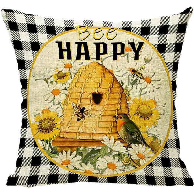 

Летний Узор Подушка Пчела Подушка с Животным Наволочка Изделие Лен Принт Подушка Диванная Подушка 45 * 45Cm (one linen)