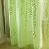 Hot Sale 2 Panels Green Willow Leaves Curtain Print Design Sheer Pattern Voile Panel Drape Room Window Curtains Home Textiles