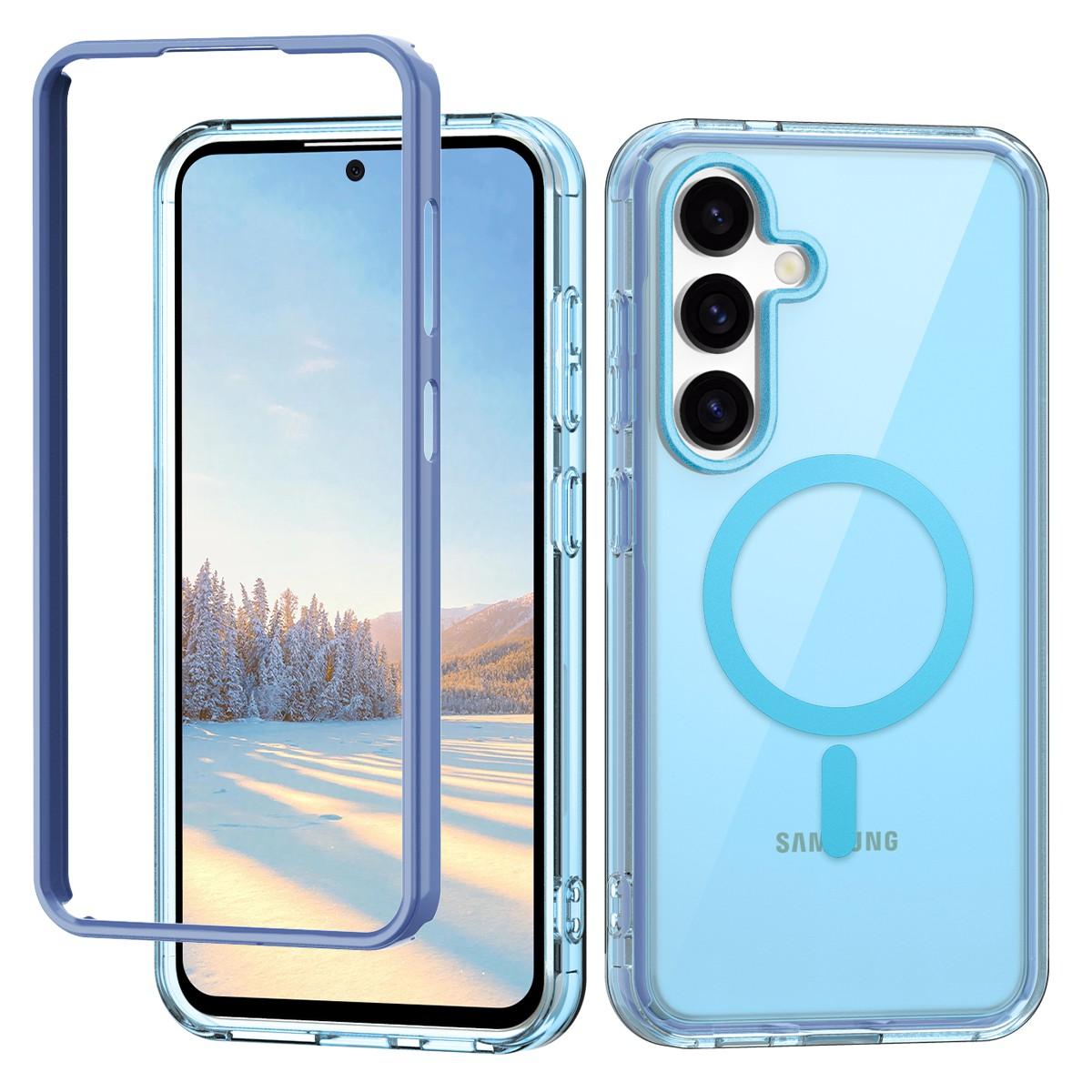 

Чохол для Samsung Galaxy S25, сумісний з MagSafe, прозорий чохол для телефону з ПК+ТПУ з ПЕТ-плівкою для екрану Blue