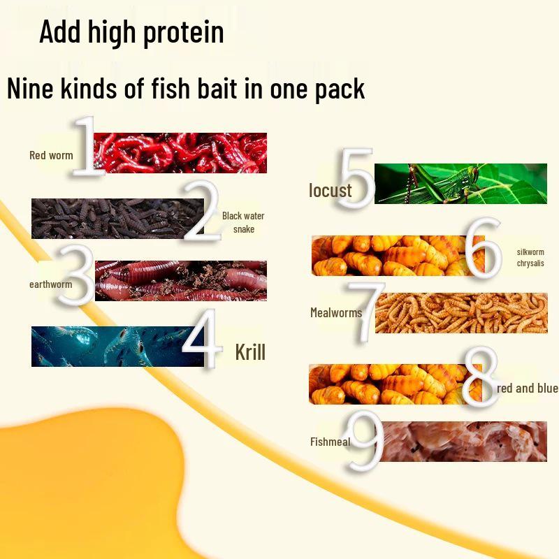 Western-Style Fish & Insect Bait: Egg Yolk, Milk, Fishy Flavor with Red Tail, Green Scale, Shrimp, and Red Worm - Single Pack.