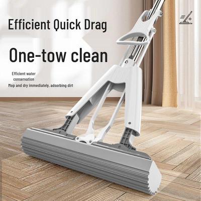Large PVA Absorbent Sponge Mop with Hands-Free Squeeze and Cotton Head