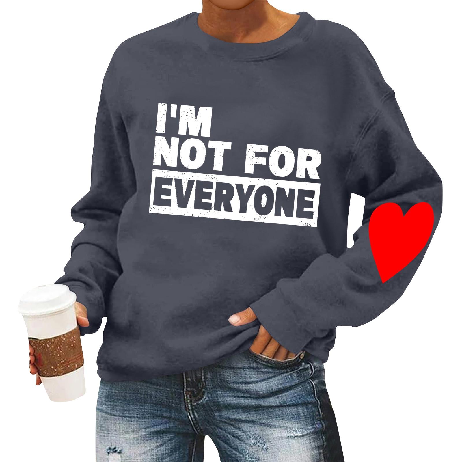 

Жіночі повсякденні модні світшоти з принтом до Дня Святого Валентина з довгим рукавом і круглим вирізом Пуловер Топ XL