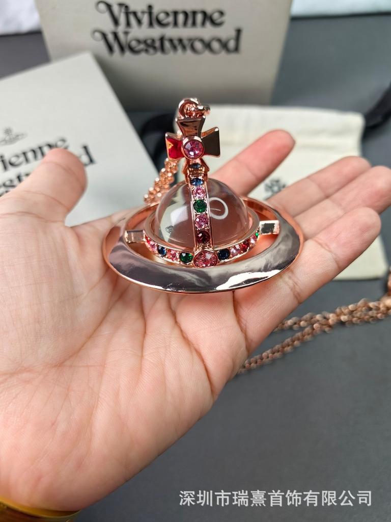 Vysoká verze Královna matka Západu nadměrná 30MM obří koule trojrozměrný planetární náhrdelník Saturn vysoce kvalitní klasický svetr řetízek dámský