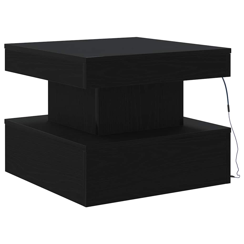 vidaXL Couchtisch Mit LED-Leuchten Schwarz Eichen-Optik 50x50x40 Cm