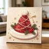 Premium Framed Pearl Art Kit with Christmas Santa Hat Pattern 5D Sparkling Bead Canvas DIY Relaxing Craft for Home Wall Decor Gift
