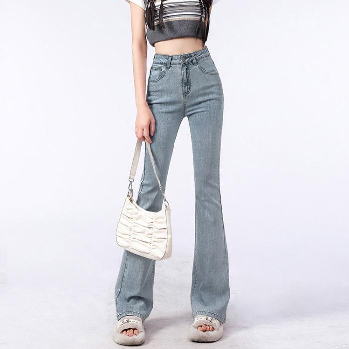 Women's Black High-Waisted Micro-Flared Jeans, 2025 Spring/Autumn Collection