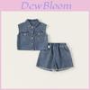 Toddler Girls Summer Denim Twopiece Set With Cotton Fabric For Kids Age 3 To 8 Years