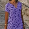 Women's Summer T Shirt Dress Casual Floral Print V Neck Short Sleeve Mini Dress Loose Beach Vacation Sundress