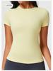 Damen Nude-Feeling Amerikanischer Stil Schnelltrocknendes Kurzarm-T-Shirt - Schlankmachendes Yoga-, Sport-, Fitness- und Laufoberteil