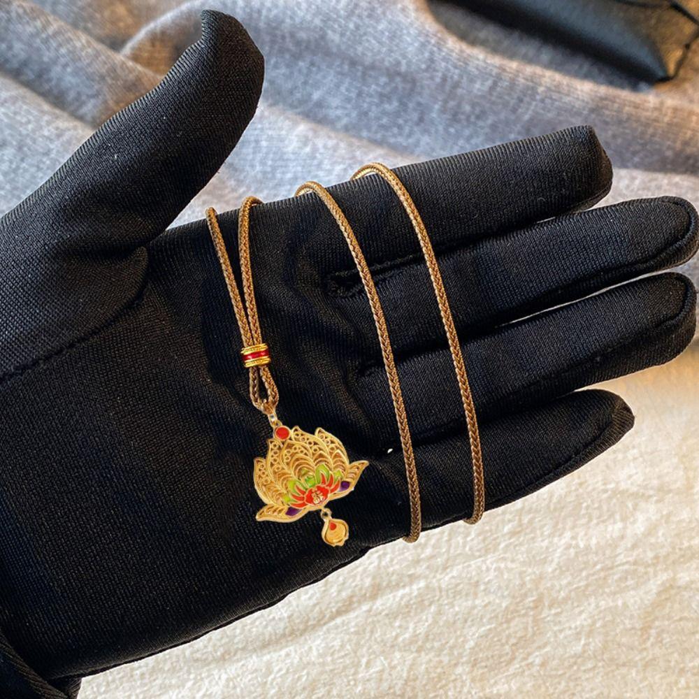 Flower Chinese Style Necklace Gold Fish Collarbone Necklace Dragon Pendant Necklace  Wedding