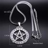 Witch Pentagram Necklace for Women Men Stainless Steel Silver Color Wicca Pagan Star Pentacle Alphabet Necklace Jewelry Bijoux