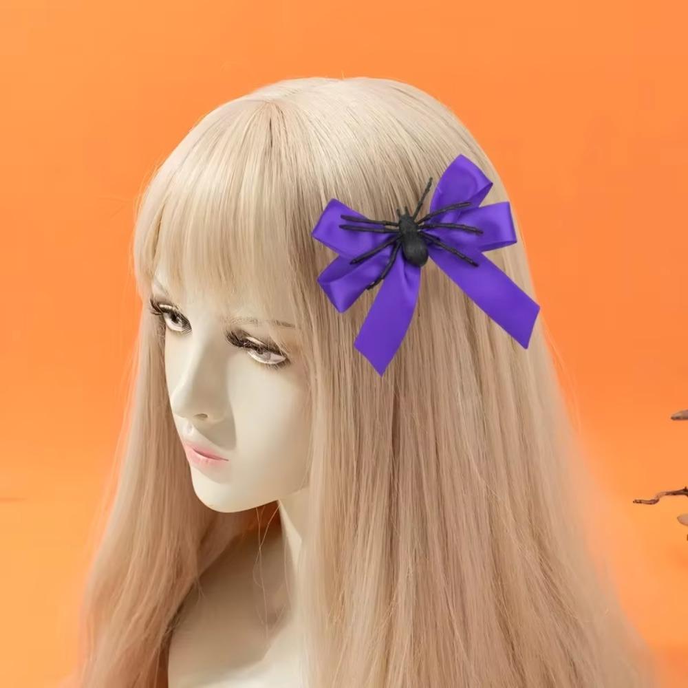 Spider Theme Spider Hair Clip Funny Halloween Head Wear Bowknot Hairpin Costume Party