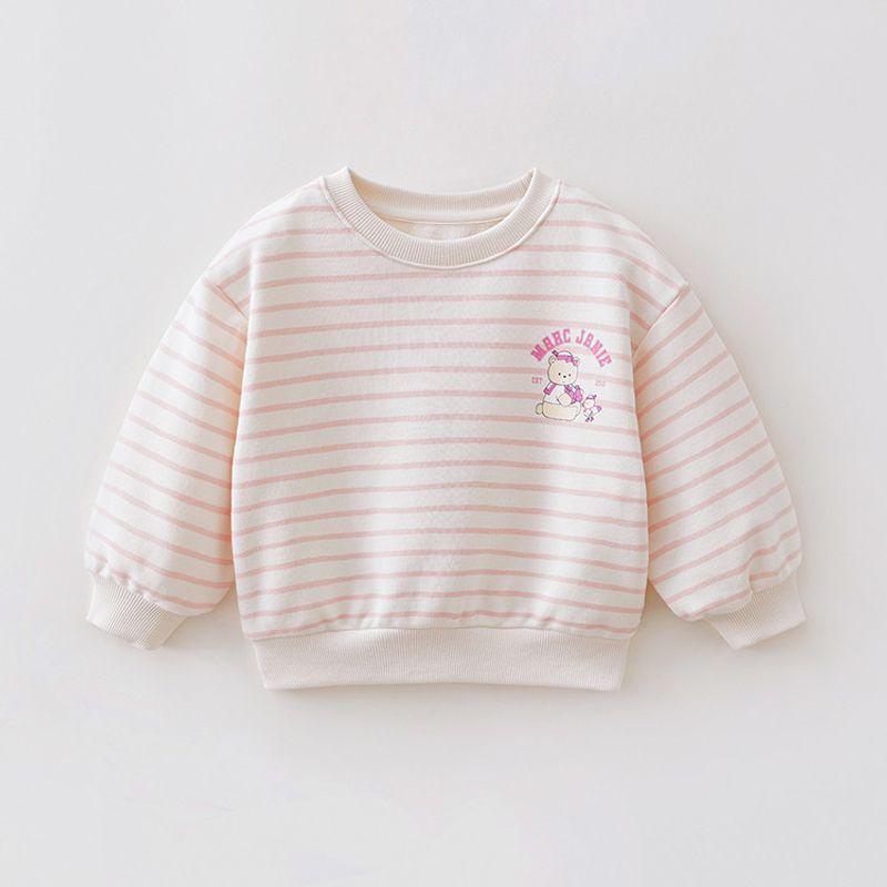 Mark Jenny Cartoon Bear Girls' Striped Sweatshirt Baby Sweatshirt 2026 Spring New Style 560073