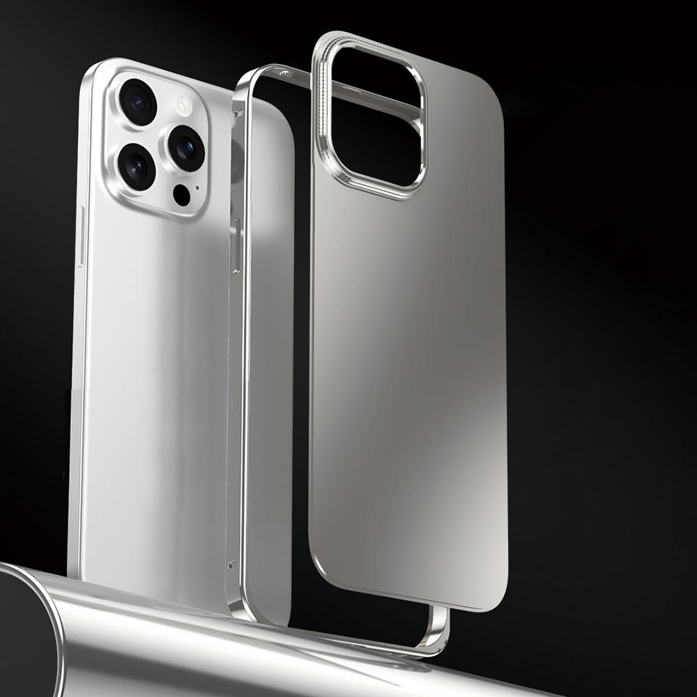 

For iPhone 15 Pro Case Locking Buckle Alloy Frame Matte PC Back Phone Cover