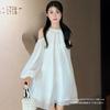 French Off-the-shoulder Dress New Summer New Lantern Sleeves Loose Design Long-sleeved Dress Children