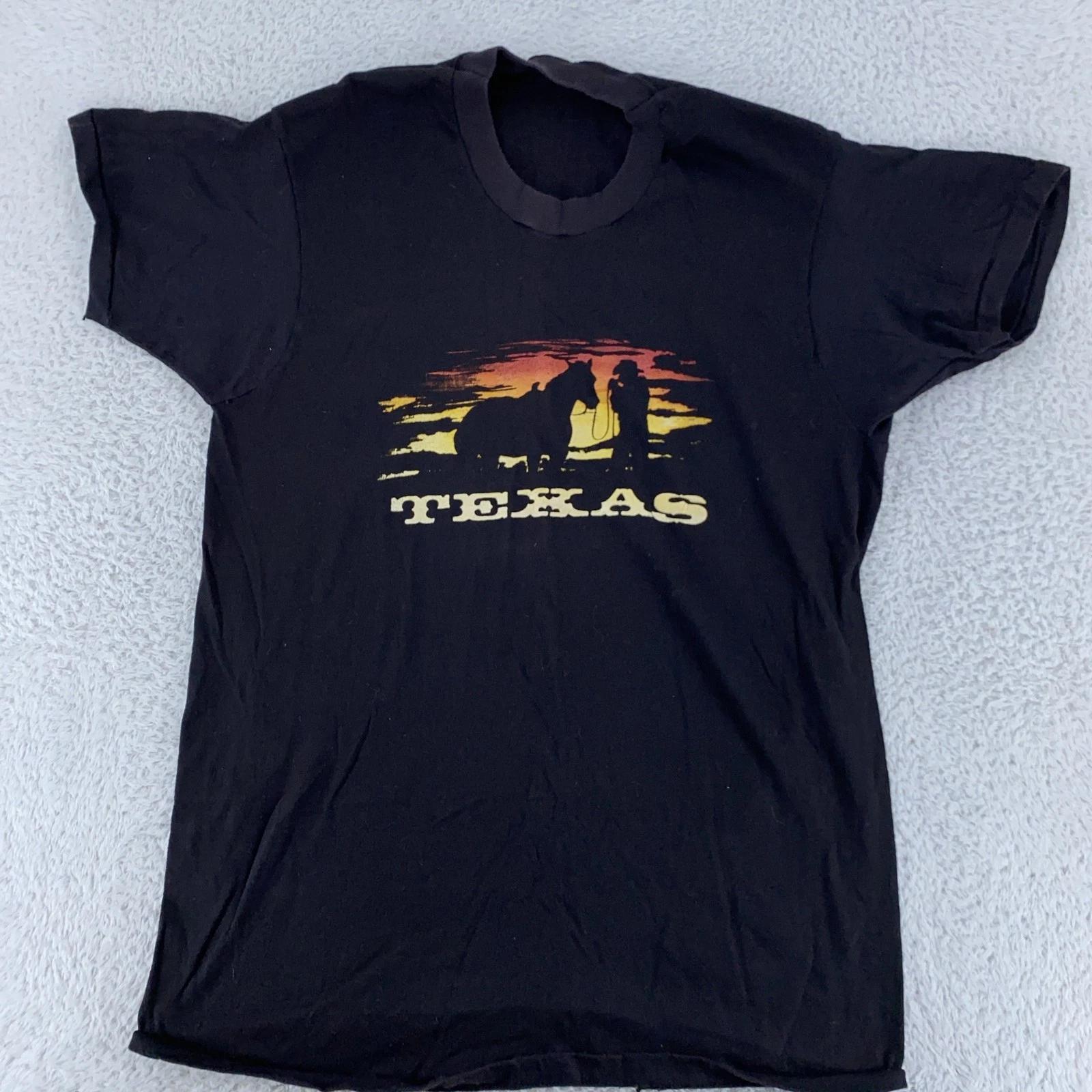 

Vintage 80s Texas Cowboy Horse Sunset Shirt Mens S/M Western Graphic 90s Tee L