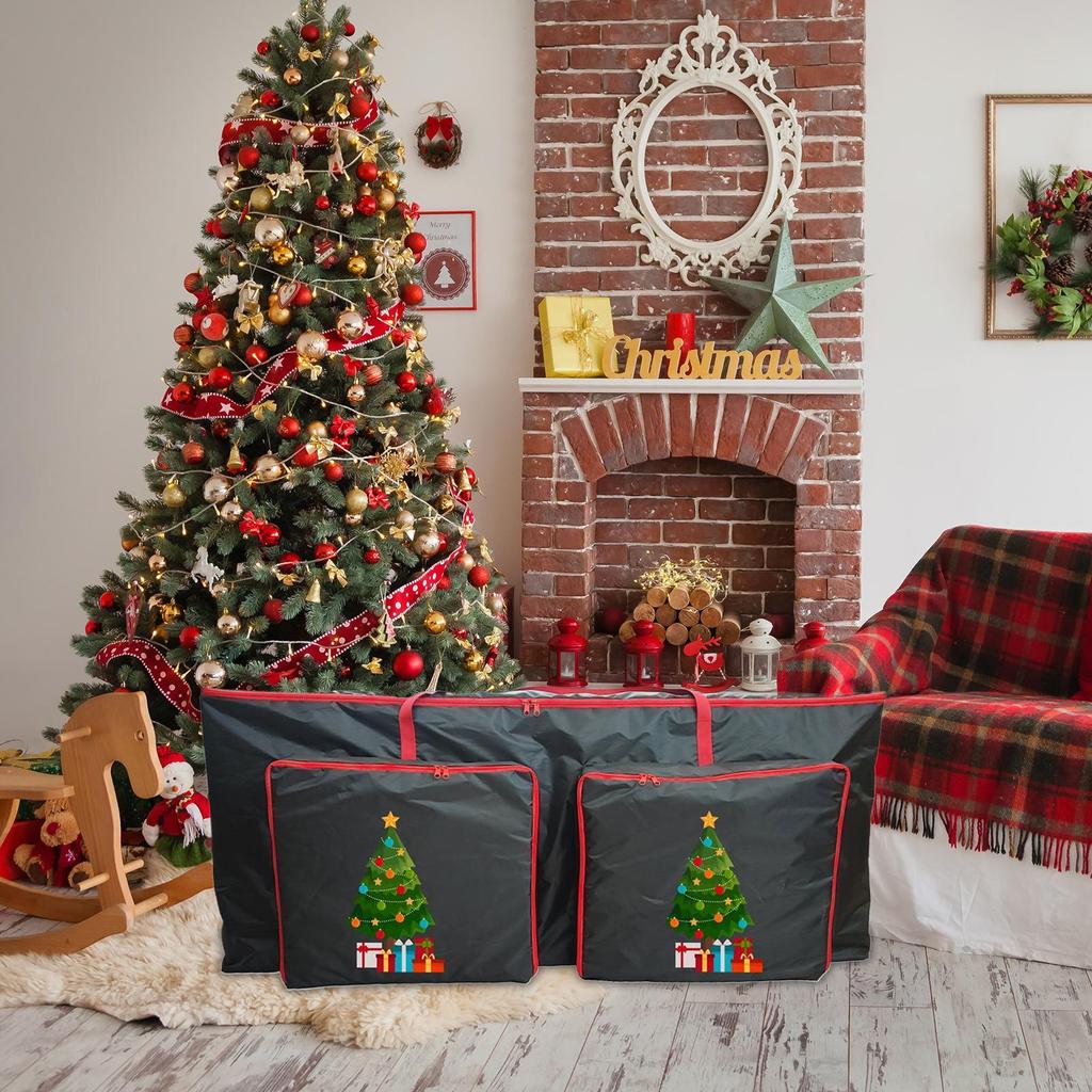 Christmas Tree Storage Bag Wreath Storage Zippered Box Extra Large Storage Container With Reinforced Handles And Pockets