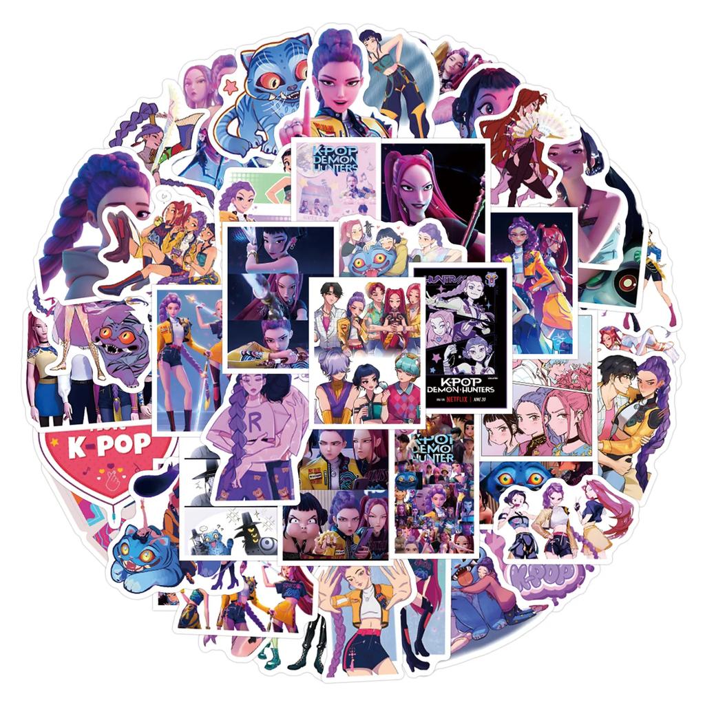 55 Stück Anime KPop Dämonenjäger Sticker Dämonenjäger Tiger DIY Sticker Scrapbooking Handy Gepäck Skateboard Wasserdichte Aufkleber