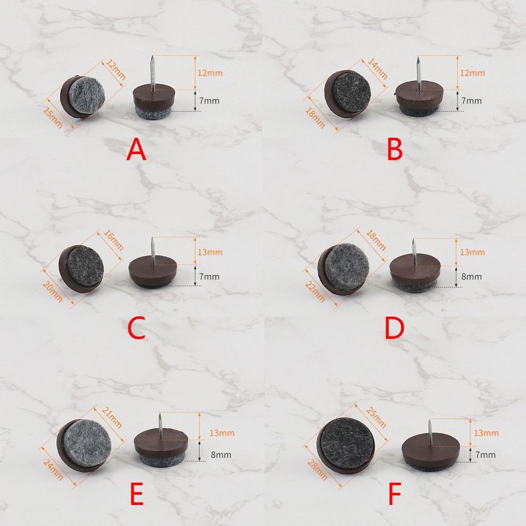 50 Pcs Non-slip Wood Floor Protector Nail Chair Table Furniture Leg Bottom Feet Glides Nail-On Heavy Duty Felt Pads