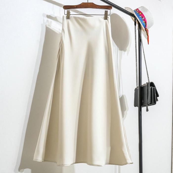 Women's High-Waisted A-Line Satin Skirt, Slimming Tall Fit - 2025 Summer Collection