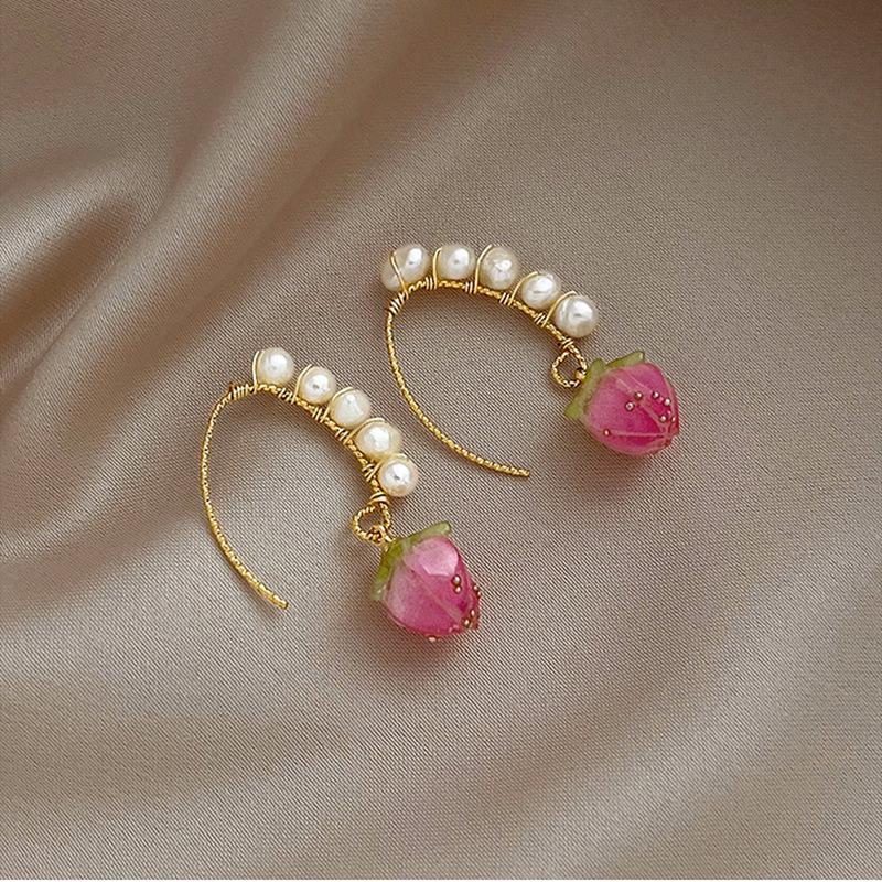 S925 Sterling Silver Needle Pearl Strawberry Earrings - 2023 Trendy Simple & Elegant High-End Fashion Accessories