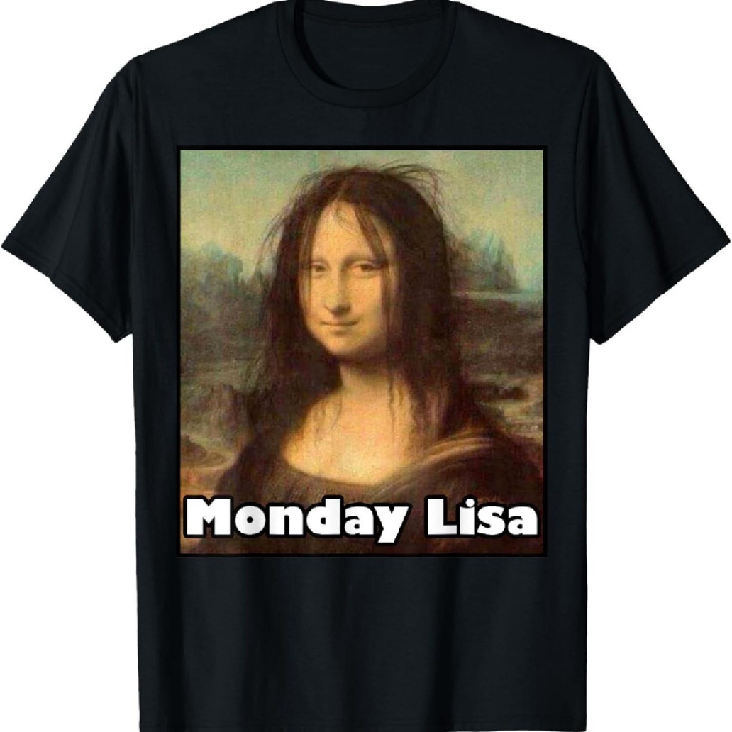 

La Gioconda Mona Lisa Funny Monday Lisa Art T-Shirt T-Shirt S чорний