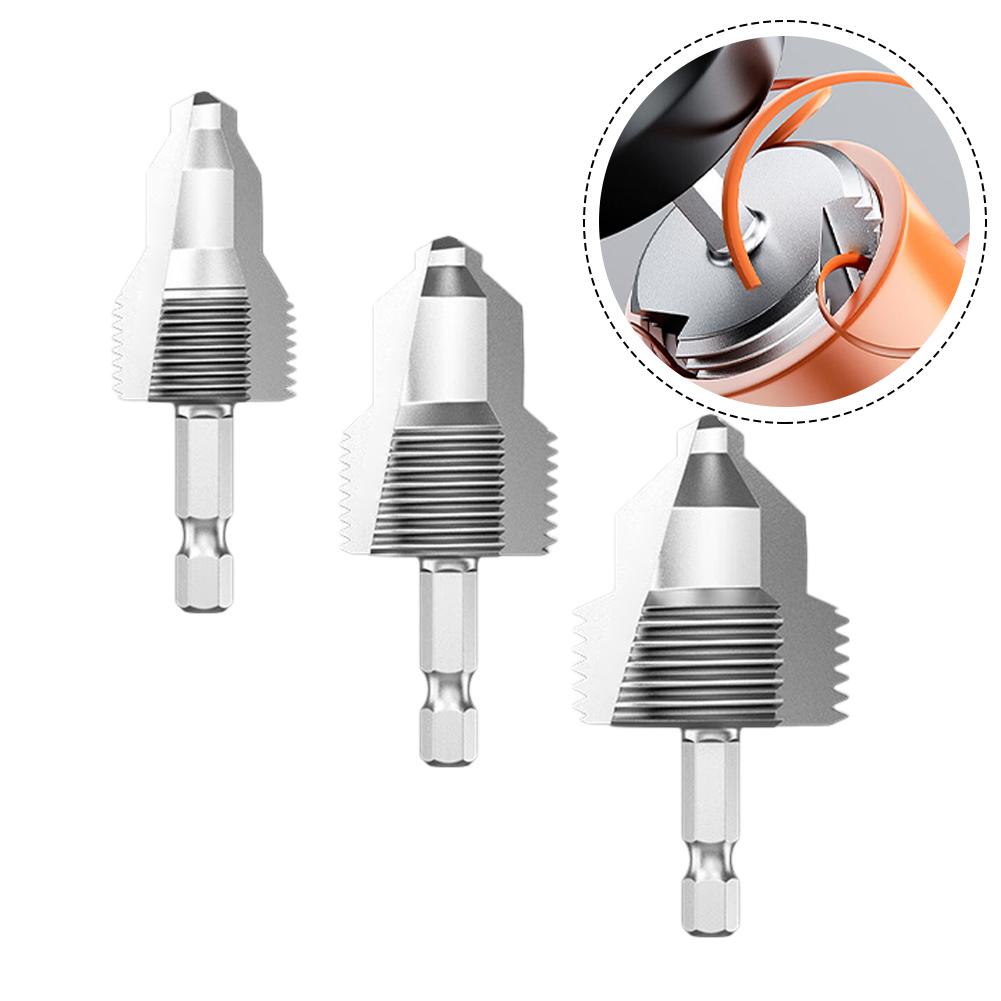 Three Blade Thread Drill Bit 3in1 with Hex Handle for Pipe Repair Usage