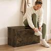 100L Home Storage Box, with Safety Hinge - Rustic Brown Wood-Effect