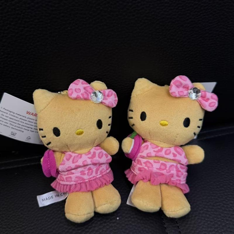 Pink Leopard Print Bikini Dark Skin kitten Plush Dolls Keychains Cartoon JK Uniform Kitty Plush Accessories Bag Pendant