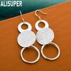 925 Sterling Silver Multi-Layer Round Disc Pendant Earrings - Fashionable Banquet Jewelry