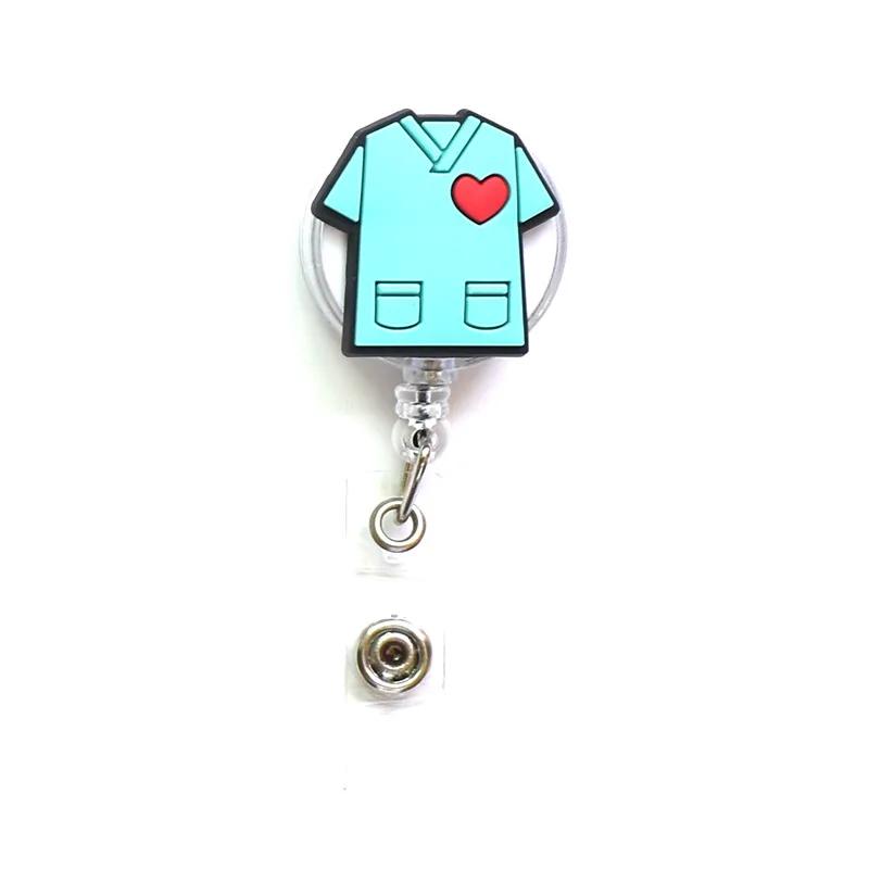 1pc High Quality Silicone Retractable Hospital Nurse Badge Holder Reel Cute Cartoon ID Card Holder Keychains