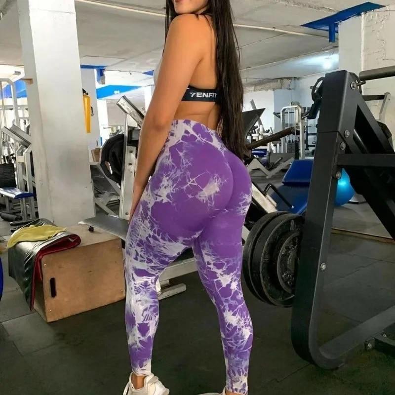 צבע עניבה מכנסיים יוגה מזדמנים נשים גבוה מותן סקיני חלק ספורט חדר כושר מכנסיים חותלות ריצה מכנסי טרנינג חותלות אלסטיות 30165