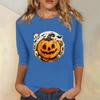 Women's Fashion Casual Three-quarter Sleeve Halloween Printed Round Neck Top