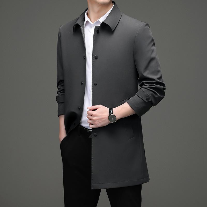 Spring and autumn men's mid-length windbreaker thin middle-aged men's jacket casual fashion coat coat