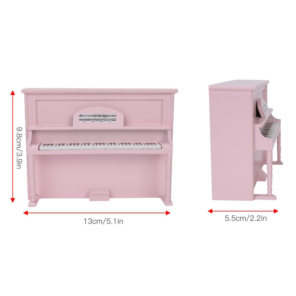 1:12 Doll House Accessories Mini Upright Piano Model Toy with Stool Simulation Furniture Pink