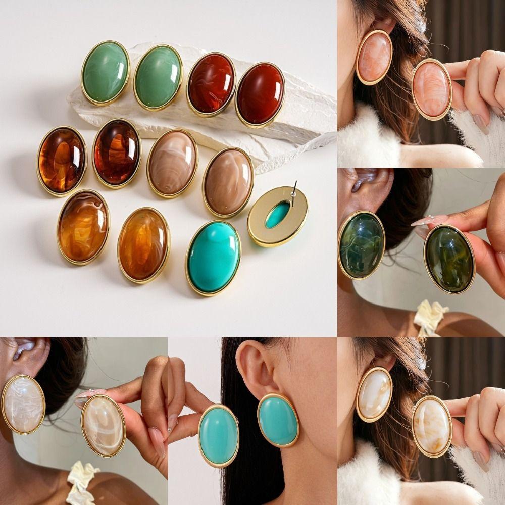 Smooth Surface Oval Stud Earrings Irregular Shape Stud Earrings Women Earrings New Year Gift