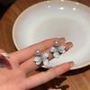 Silver needle cold blue flower pearl earrings women's new popular high-end stud earrings