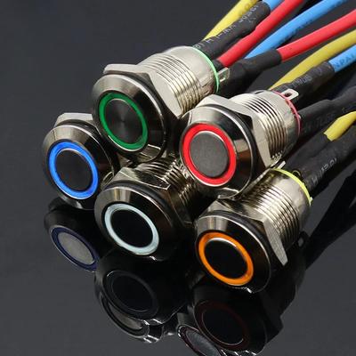 1 ADET 12MM LED'li 3V 5V 12V 24V 220V Metal Düğme Anahtarı Anlık basmalı düğme otomatik sıfırlama su geçirmez aydınlatmalı