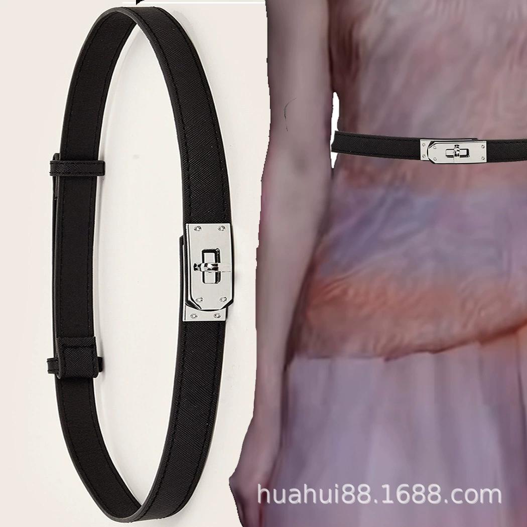 Neue Mode Retro Echtes Leder Einstellbare Gold Schnalle Gürtel Frauen Dünne Rindsleder Gürtel Weibliche Jeans Kleid Bund Silver schwarz