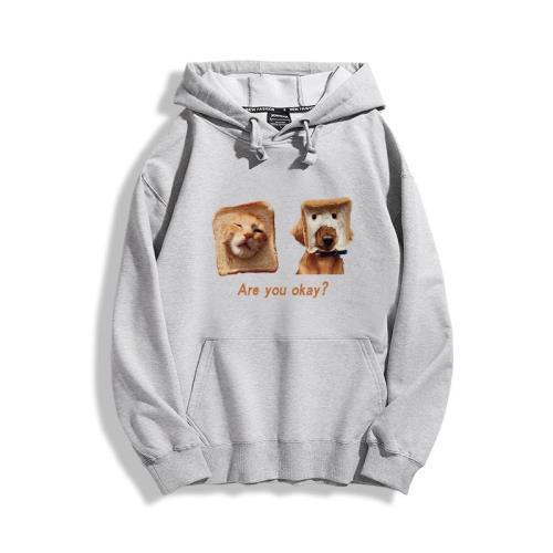 American Creative Fun Spoof Cartoon Cat and Dog Printed Hooded Sweater Men's and Women's Loose Plus Size Sportswear