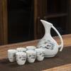 Keramik-Weinset im Retro-Stil, chinesischer Stil, Keramikkrug, Weinglas, Baijiu-/Soju-Weinspender, Barzubehör, Küchenaccessoires, Geschenkset