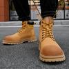 Winter High-Top British Style Thick Bottom Work Shoes Worker Boots Men's Mid-Top Waterproof Retro Biker's Trendy Shoes
