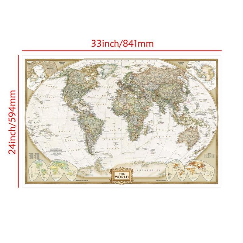 Decorative Hanging Picture Retro World Map Posters Education Printing Wall Art Pictures Painting Office Home Decoration