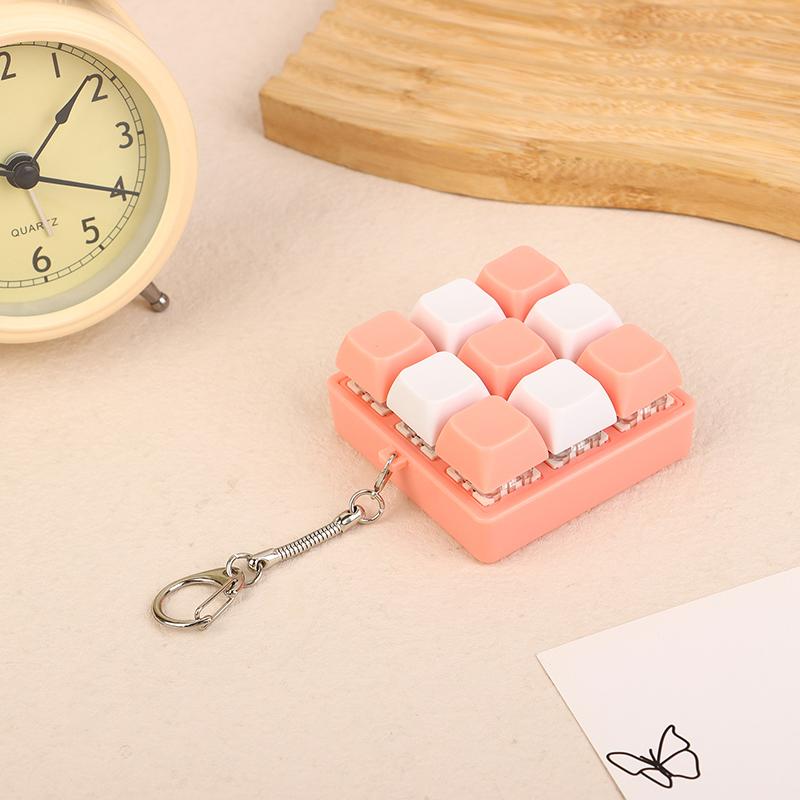 9 Taster Firkantede Tastaturtaster Nøkkelring Fidget Leke Fest Stresslindring DIY Tastaturtaster Leke Tastaturhetter Fingerknapp Fidget